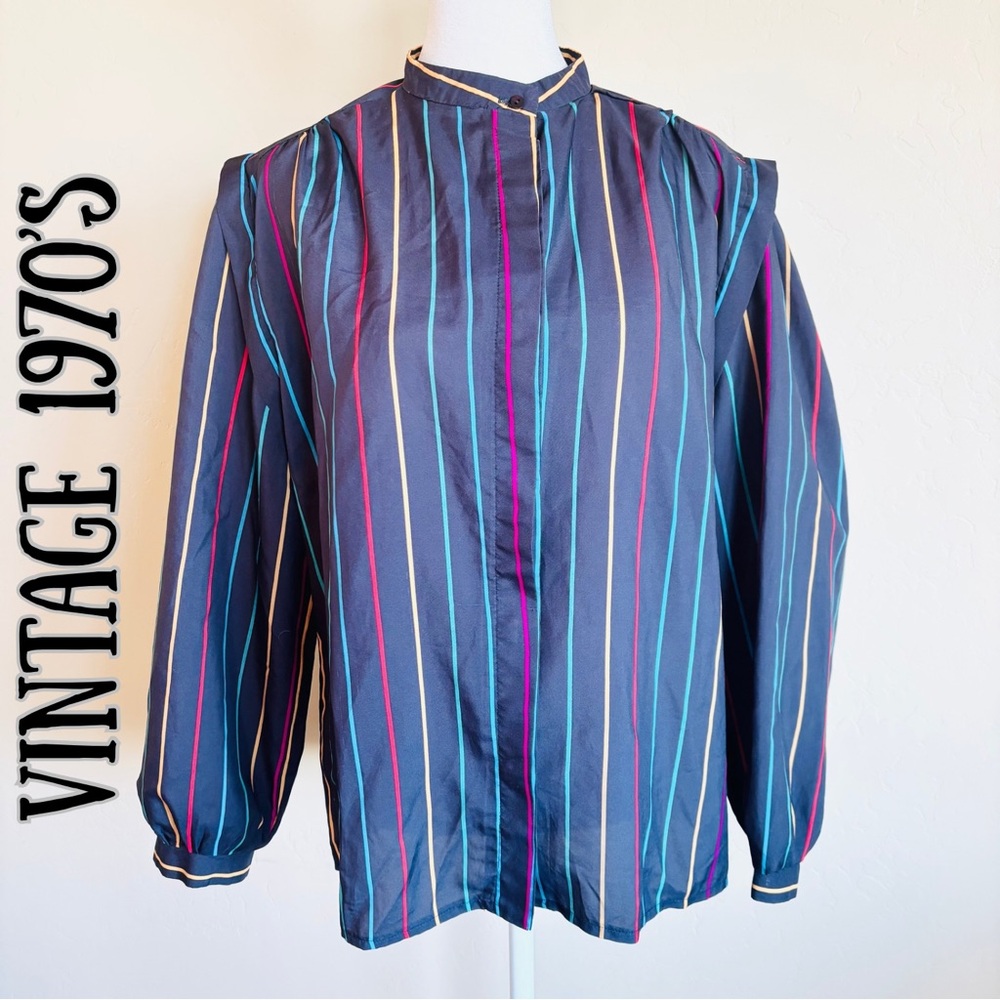 Vintage 1970’s Puff Sleeve Striped Blouse